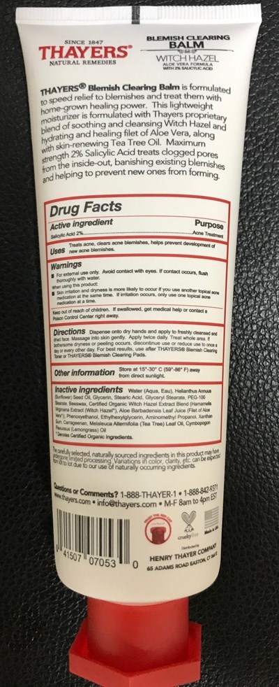 Indications &amp; Usage (Thayers Blemish Clearing Balm   Uses)